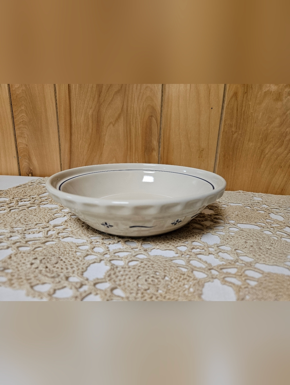 Longaberger Pottery 7" Pie Baking Plate Woven Traditions Blue - Picture 2 of 6